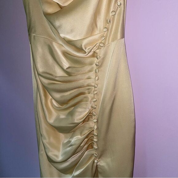 NEW Lavish Alice 4 Midi Cocktail Dress Cream Ruched Cowl Neckline - Picture 3 of 9